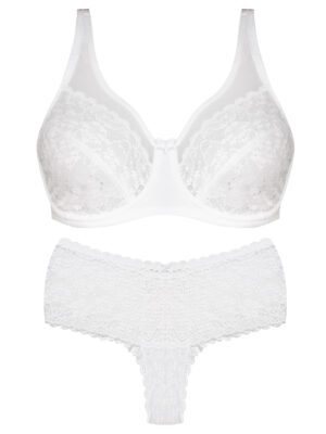 ست شورت و سوتین زنانه شاندرمن مدل فنردار گیپور گلدار کد 5080-2464-03