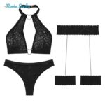 ست شورت و سوتین زنانه مدل گیپوری قلبی کد 5499-2028 به همراه نگهدارنده جوراب