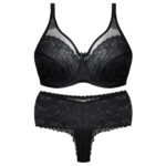 ست شورت و سوتین زنانه شاندرمن مدل فنردار گیپور گلدار کد 5080-2464-04