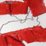 ست شورت و سوتین زنانه مدل گیپوری قلبی کد 5499-2028 به همراه نگهدارنده جوراب