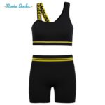 ست نیم‌تنه و شلوارک ورزشی زنانه مدل سیملس پشت چین دار کد 5562-2333