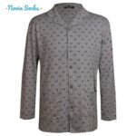 ست پیراهن و شلوار مردانه لین مدل نخ پنبه جلو دکمه دار کد 5197-495