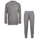 ست تی شرت آستین بلند و شلوار مردانه لین مدل نخ پنبه کد 5197-499